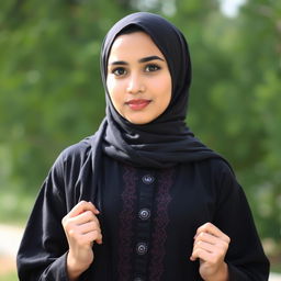 A beautiful Muslim girl wearing a black kurta