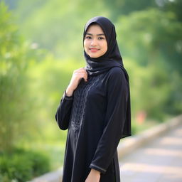 A beautiful Muslim girl wearing a black kurta