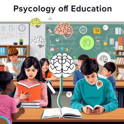 An educational image representing the psychology of education and learning