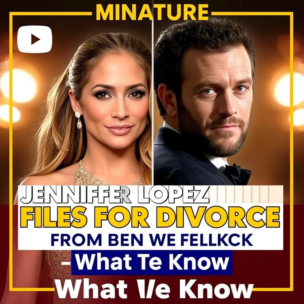 A miniature for YouTube featuring the headline 'Jennifer Lopez Files for Divorce from Ben Affleck – What We Know'