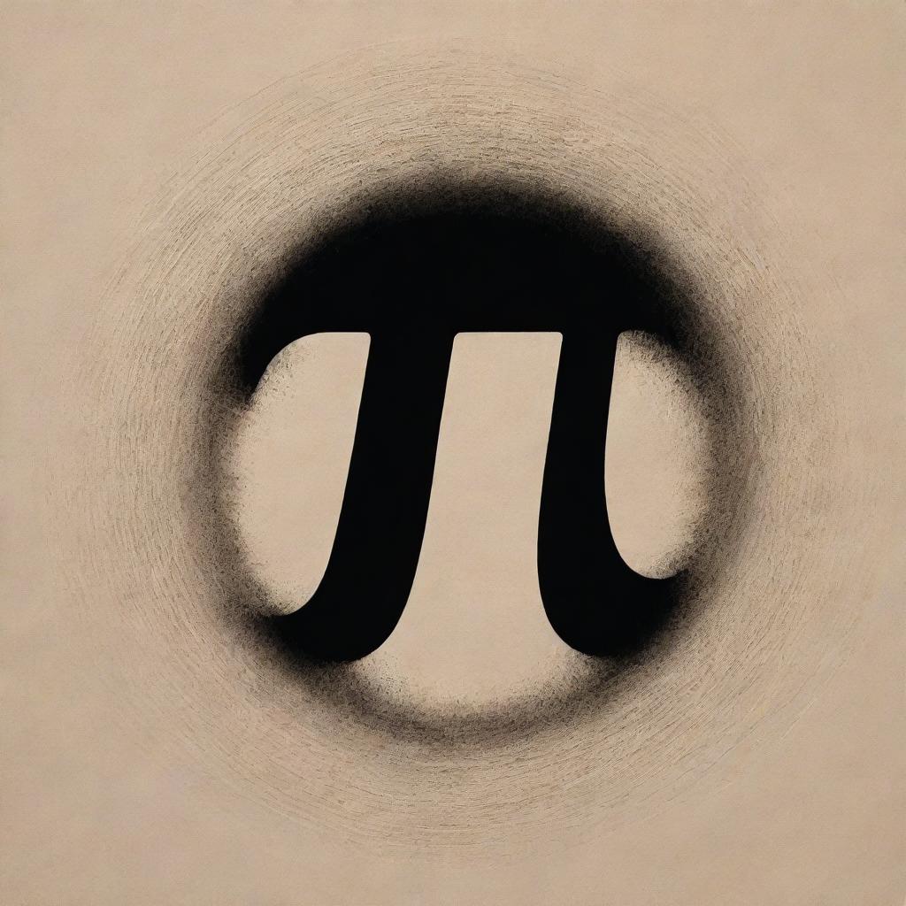 Artistic representation of the Pi (π) symbol incorporated in a canvas of abstract art showing mathematical elegance