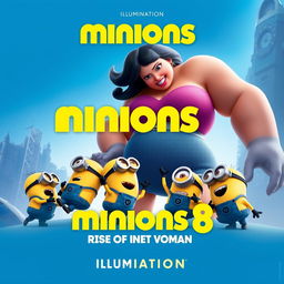 Create a movie poster for 'Minions 8: Rise of Giant Woman' by Illumination