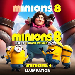 Create a movie poster for 'Minions 8: Rise of Giant Woman' by Illumination