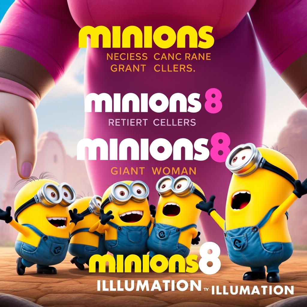 Create a movie poster for 'Minions 8: Rise of Giant Woman' by Illumination