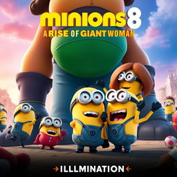 Create a movie poster for 'Minions 8: Rise of Giant Woman' by Illumination