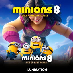 Create a movie poster for 'Minions 8: Rise of Giant Woman' by Illumination