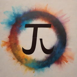 Artistic representation of the Pi (π) symbol incorporated in a canvas of abstract art showing mathematical elegance