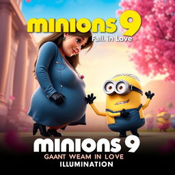 Create a movie poster for 'Minions 9: Giant Woman Fall in Love' by Illumination