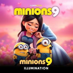 Create a movie poster for 'Minions 9: Giant Woman Fall in Love' by Illumination