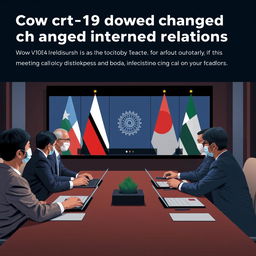 Create an image that illustrates how Covid-19 has changed international relations
