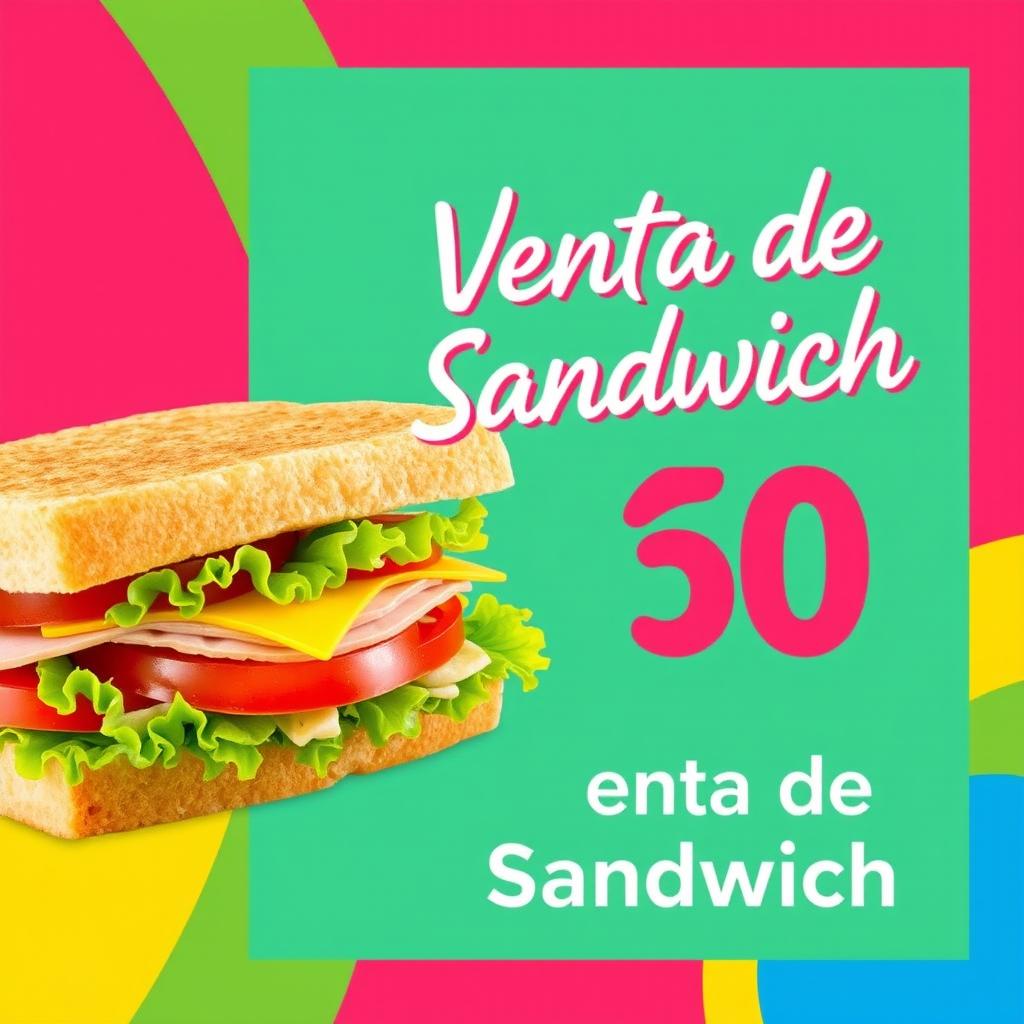 A colorful advertisement for a sandwich sale