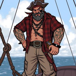 A unique fusion character of a cholo and a pirate, with a stronger emphasis on the cholo aspect