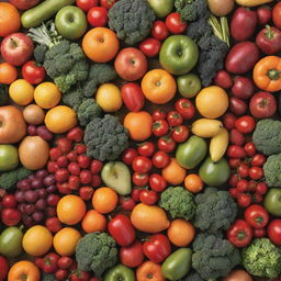 A vibrant and colorful array of fresh fruits and vegetables