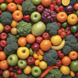 A vibrant and colorful array of fresh fruits and vegetables