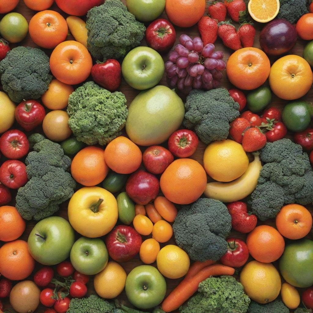 A vibrant and colorful array of fresh fruits and vegetables