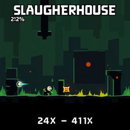 Create an image illustrating the Geometry Dash level 'Slaughterhouse' from the 24% to 41% progress mark