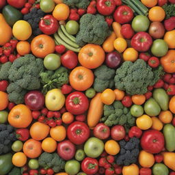 A vibrant and colorful array of fresh fruits and vegetables