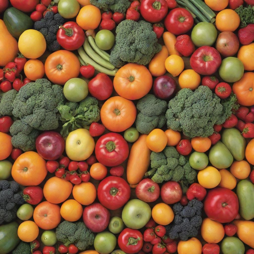 A vibrant and colorful array of fresh fruits and vegetables