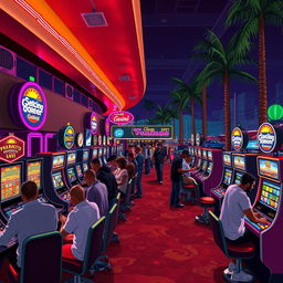 A vibrant casino scene set in the world of GTA San Andreas