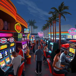 A vibrant casino scene set in the world of GTA San Andreas