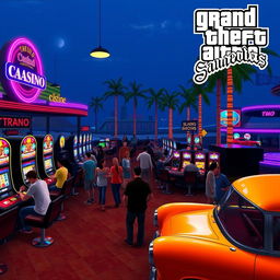 A vibrant casino scene set in the world of GTA San Andreas