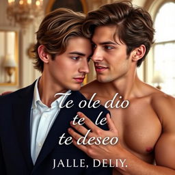 Create a book cover for a gay romance novel titled 'Te odio porque te deseo