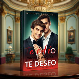 Create a book cover for a gay romance novel titled 'Te odio porque te deseo