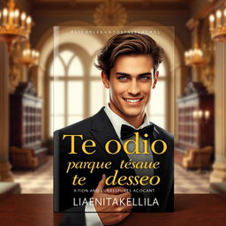 Create a book cover for a gay romance novel titled 'Te odio porque te deseo