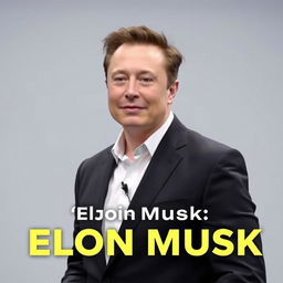 Create a thumbnail for a video featuring Elon Musk wearing a suit