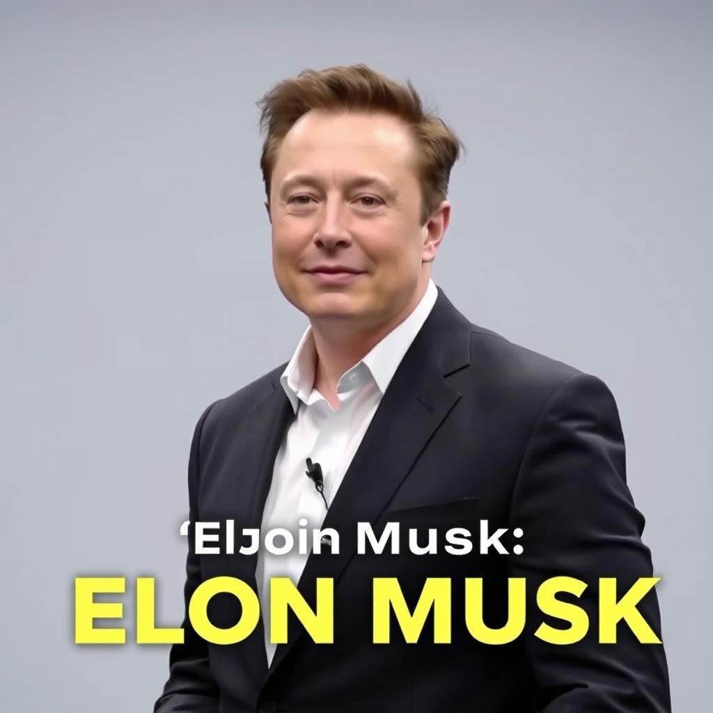 Create a thumbnail for a video featuring Elon Musk wearing a suit