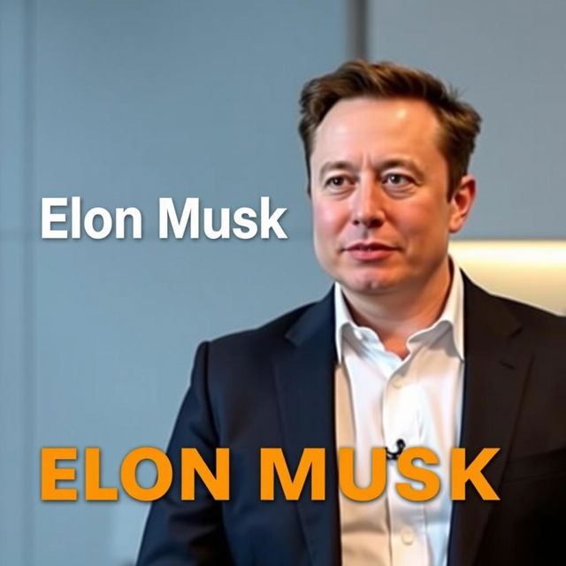 Create a thumbnail for a video featuring Elon Musk wearing a suit