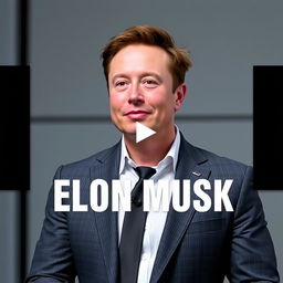 Create a thumbnail for a video featuring Elon Musk wearing a suit