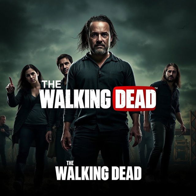 Create a thumbnail for a YouTube video about The Walking Dead, designed like a poster for the show