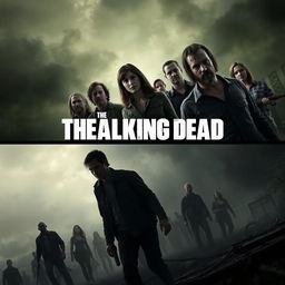 Create a thumbnail for a YouTube video about The Walking Dead, designed like a poster for the show