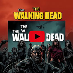 Create a thumbnail for a YouTube video about The Walking Dead, designed in the style of a comic book