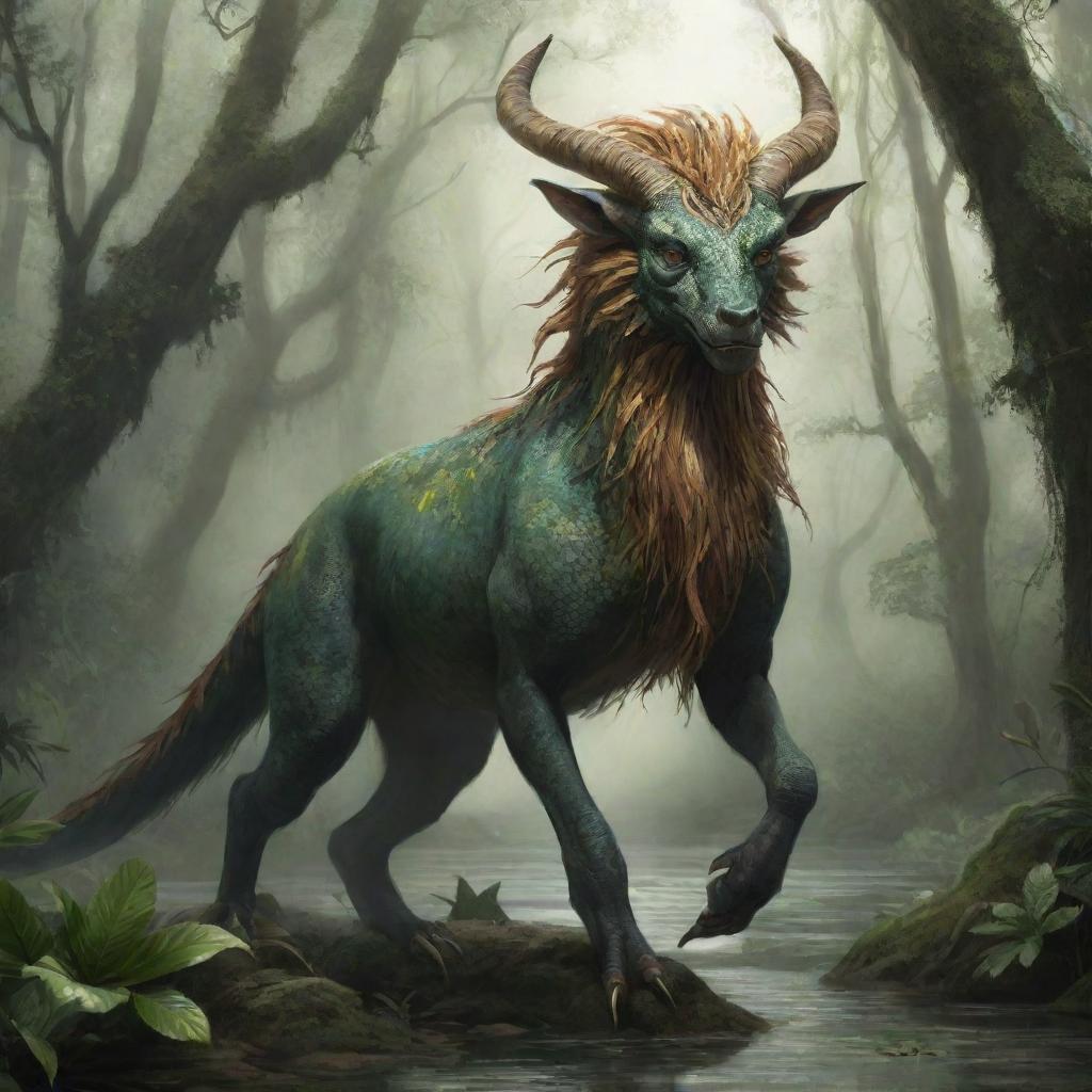 A Xupacu, an exotic, mythical creature from folklore, residing in its natural, fantasy ecosystem.