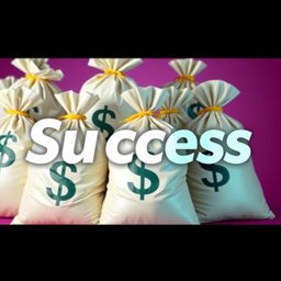 Create a YouTube thumbnail featuring several large bags of money with dollar signs on them