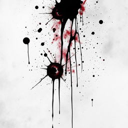 A black and white image with blood effects