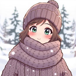 A character named Henra dressed in warm, cozy clothing suitable for cold weather