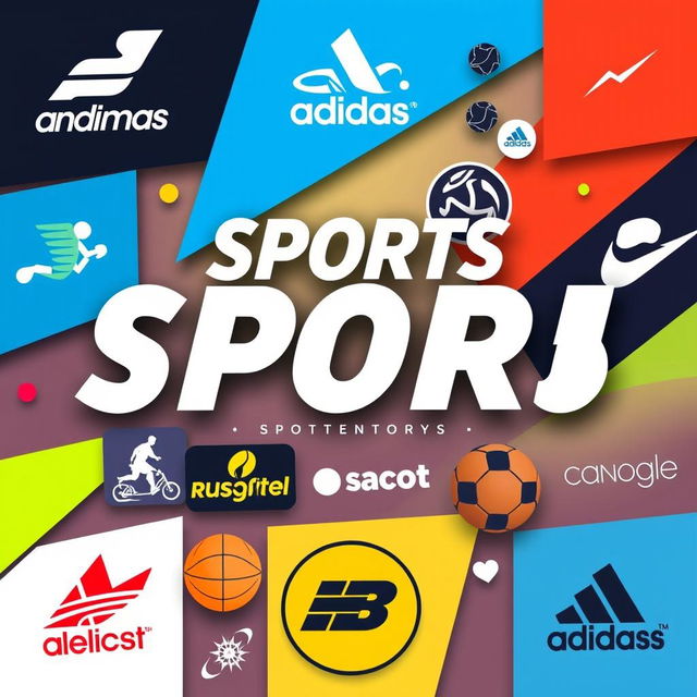 Create a vibrant and dynamic cover image featuring various sports brands