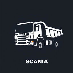 A t-shirt design featuring a silhouette of a Scania PT410X dump truck