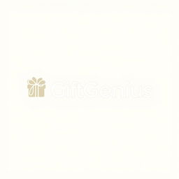 A logo for the company 'GiftGenius' with the company name, in light beige color, in a minimalist, outline style