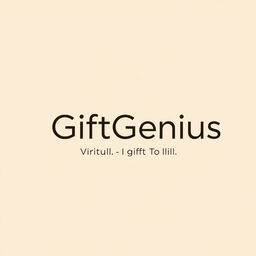 A logo for the company 'GiftGenius' with the company name, in light beige color, in a minimalist, outline style