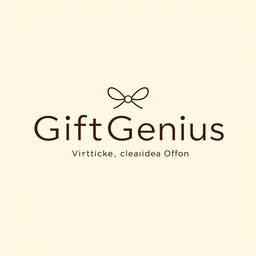 A logo for the company 'GiftGenius' with the company name, in light beige color, in a minimalist, outline style