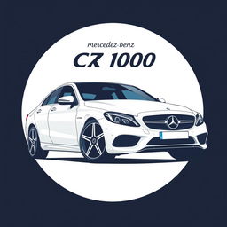 A T-shirt design featuring a sleek and stylish Mercedez Benz C180 car