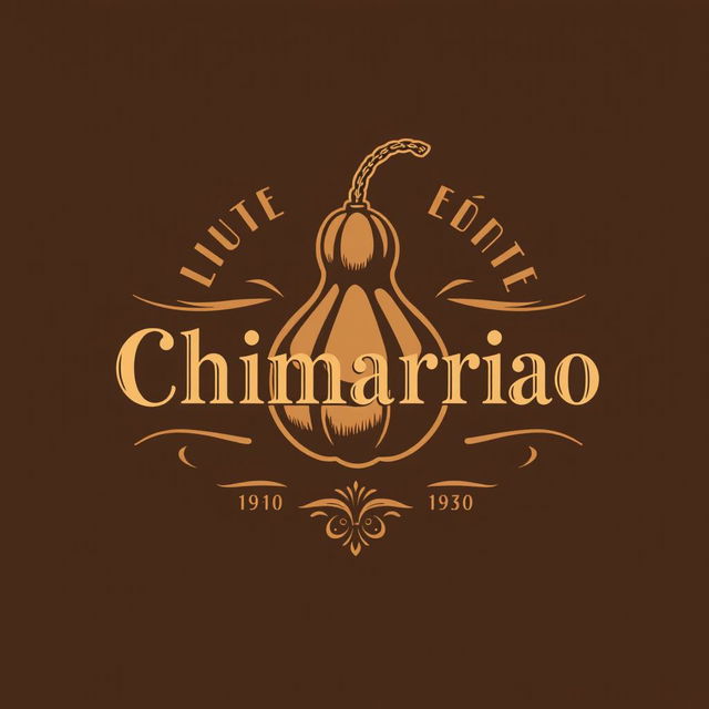 Create a vintage logo in brown color featuring an illustration of a chimarrão gourd