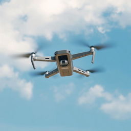 Create an image of a drone flying in the sky during a sunny day