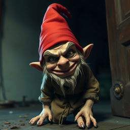 A small, ugly gnome suddenly appeared next to me, startling me greatly