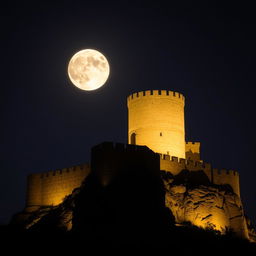 A stunning night view of Erbil Castle illuminated by the moonlight