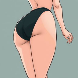 A stylized illustration of a girl with exaggerated curves, focusing on her lower body